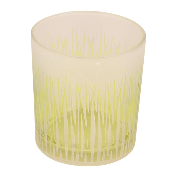 Windlicht Gräser, Glas, H8 cm